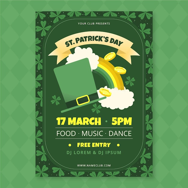 Hand drawn st. patrick's day vertical poster template