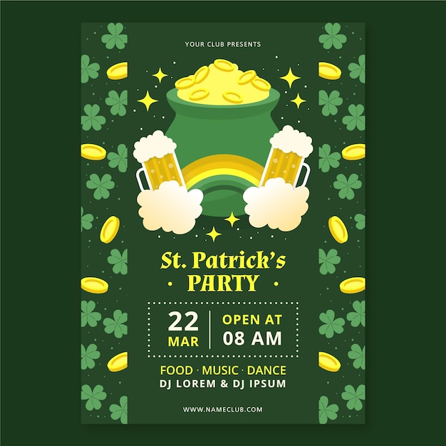 Hand drawn st. patrick's day vertical poster template