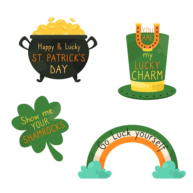 Hand drawn st patricks day badge collection