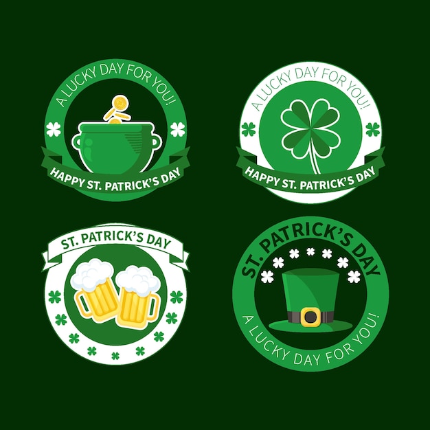 Free vector hand drawn st patricks day badge collection