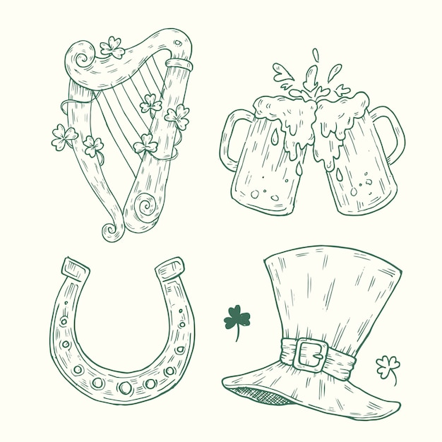 Hand-drawn st. patricks day element collection concept