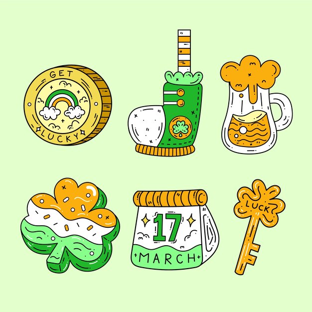 Hand drawn st patricks day element collection