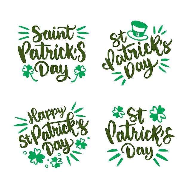 Hand-drawn st. patricks day label collection theme