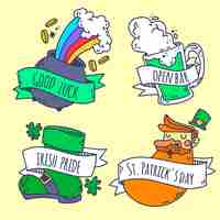 Free vector hand-drawn st. patricks day labels