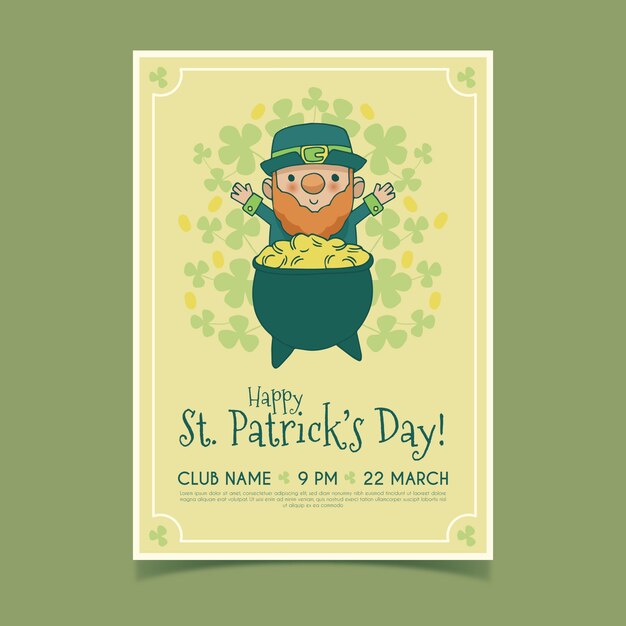 Hand drawn st patricks day poster template