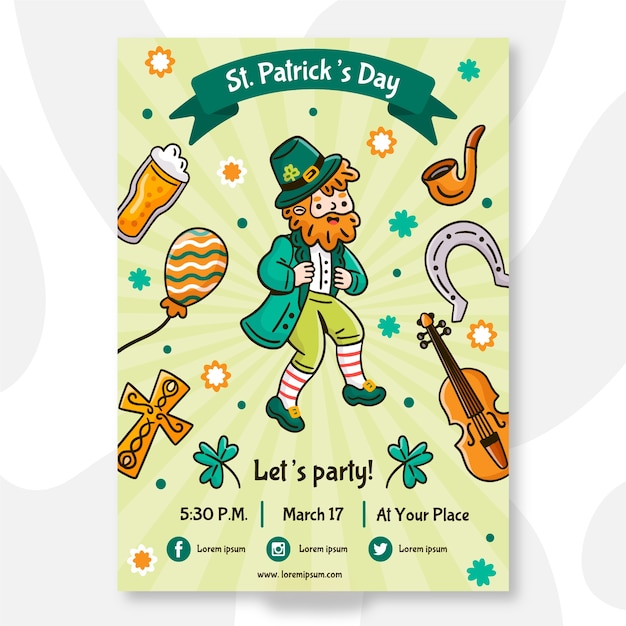 Free vector hand drawn st patricks day poster template