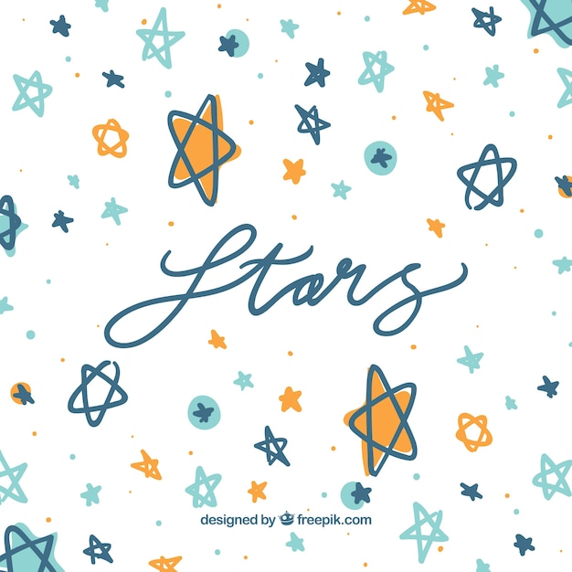 Hand drawn star background with lettering