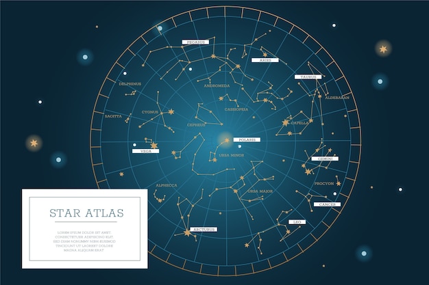 Vettore gratuito illustrazione della mappa stellare disegnata a mano