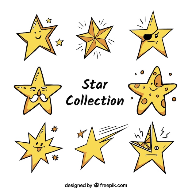 Free vector hand drawn star pack of eight