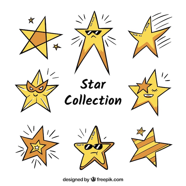 Free vector hand drawn star pack