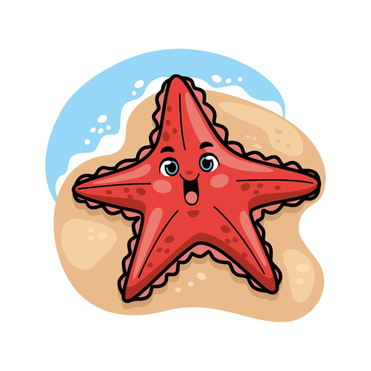 무료 Vector 손으로 그린 불가사리 만화 그림