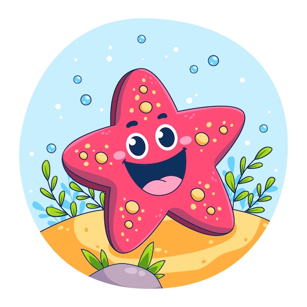 Free vector hand drawn starfish  cartoon illustration