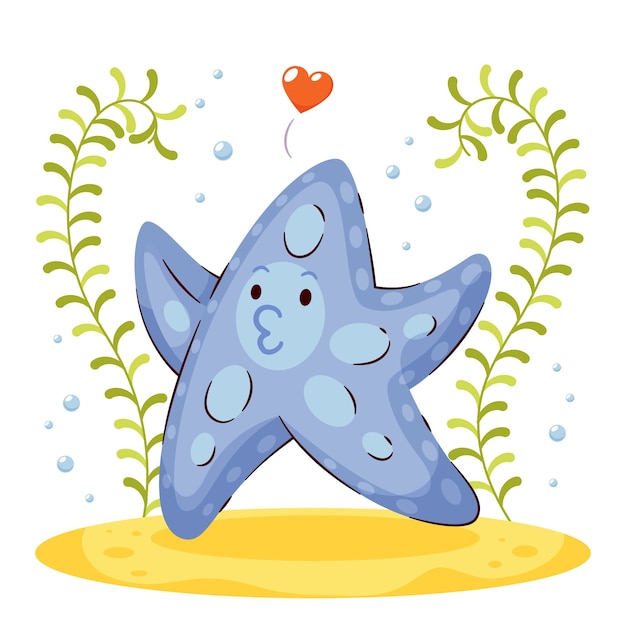 Бесплатное векторное изображение Нарисованная рукой иллюстрация шаржа морской звезды