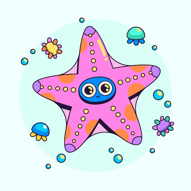 Free vector hand drawn starfish  cartoon illustration