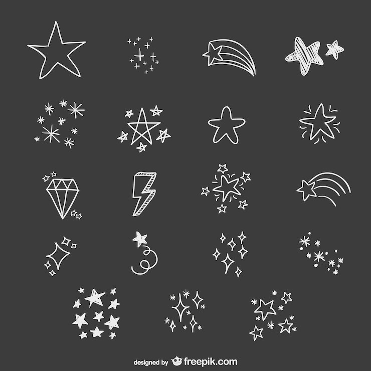 무료 Vector 손으로 그린 별 팩