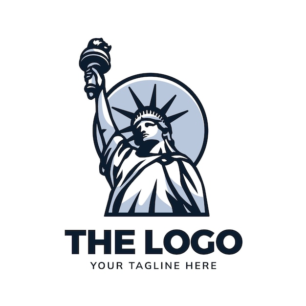 Hand drawn statue of liberty logo design