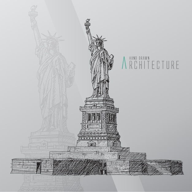 Free Vector hand drawn statue of liberty