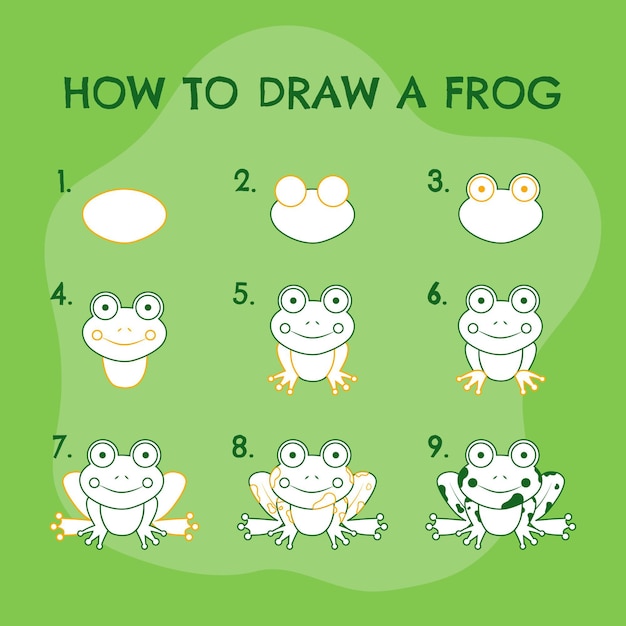 Free vector hand drawn step by step drawing frog