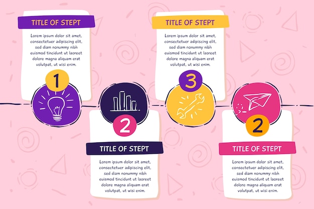 Free vector hand drawn steps infographic