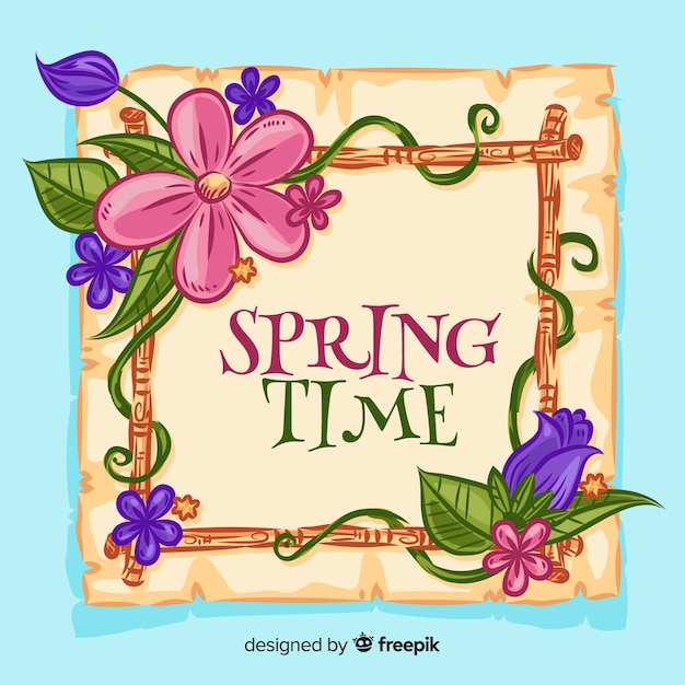 Hand drawn stick frame spring background