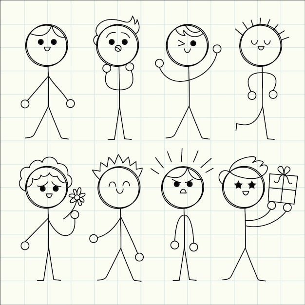 Free vector hand drawn stickman collection