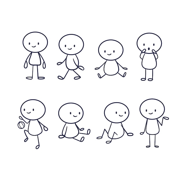 Hand drawn stickman collection Royalty Free Vector Image