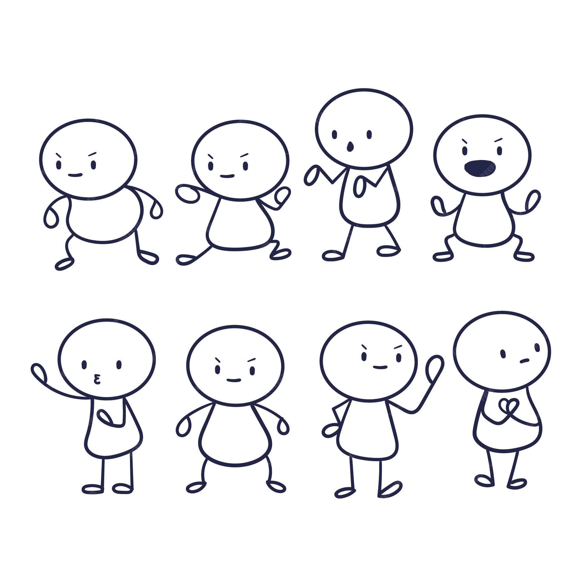 Hand drawn stickman set isolated on white Vector Image