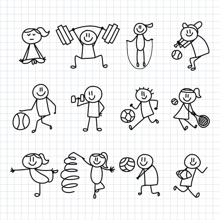 Free Vector hand drawn stickman collection