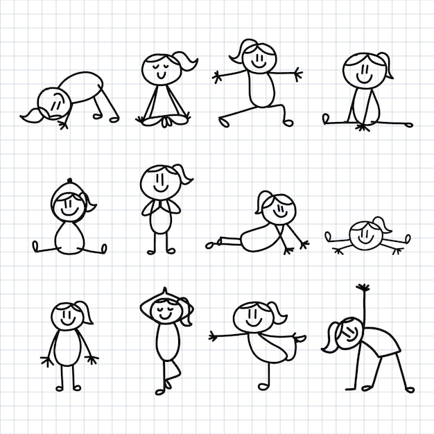 Free Vectors  stick man hand drawing set