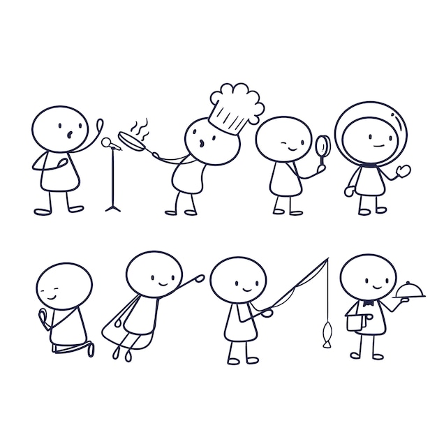 Hand drawn stickman collection Royalty Free Vector Image