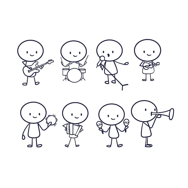 Hand drawn stickman set isolated on white Vector Image