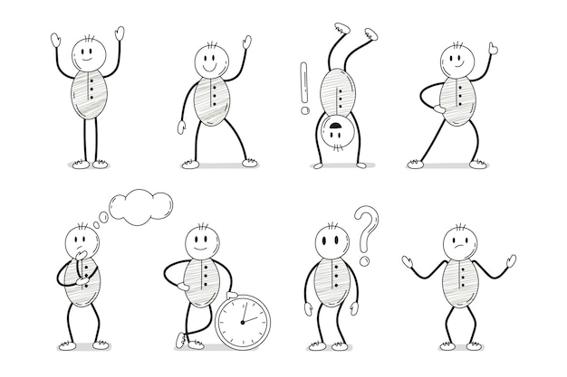 Free vector hand drawn stickman collection