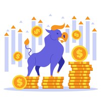 Free vector hand drawn stock market concept with bull