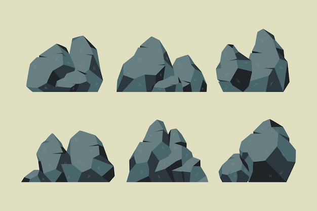 Free vector hand drawn stone rock outline set