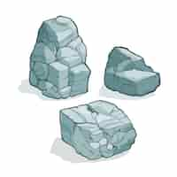 Free vector hand drawn stone rock outline set