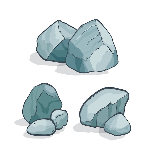 Free vector hand drawn stone rock outline set