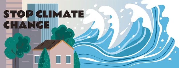 Copertina di facebook per fermare il cambiamento climatico disegnata a mano