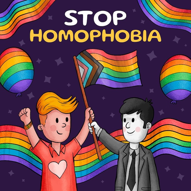 Hand drawn stop homophobia concept illustrated