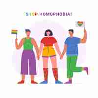 Free vector hand drawn stop homophobia concept illustration