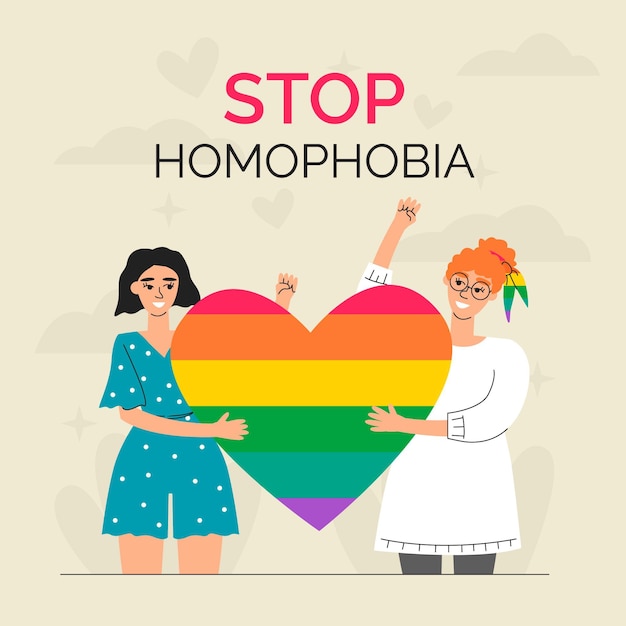 Free vector hand drawn stop homophobia concept