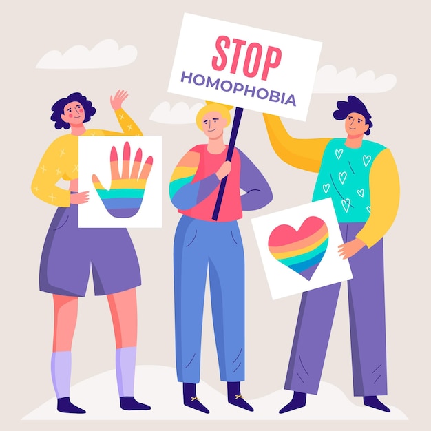 Free vector hand drawn stop homophobia concept