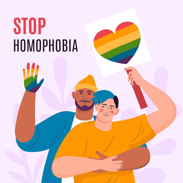 Hand drawn stop homophobia concept