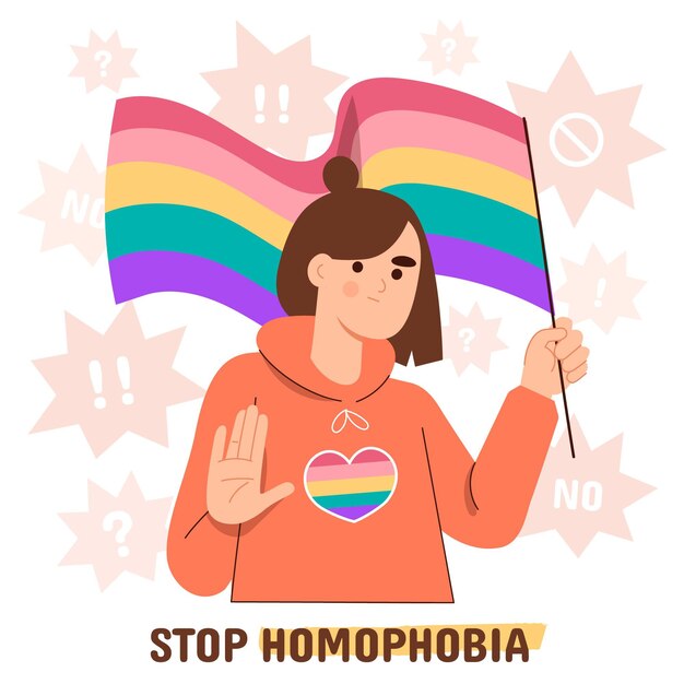 Hand drawn stop homophobia illustration