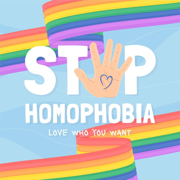 Free vector hand drawn stop homophobia message illustrated