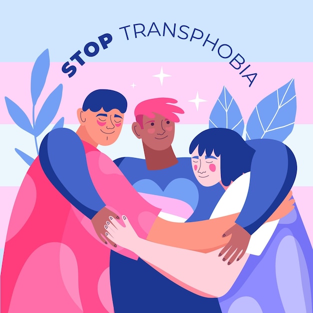 Free vector hand drawn stop transphobia concept