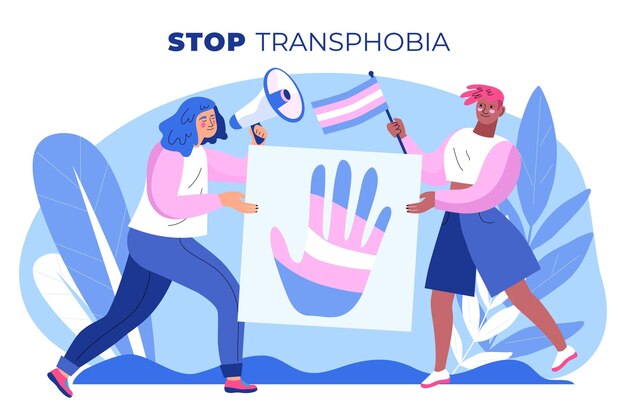 Бесплатное векторное изображение Нарисованная рукой концепция остановки трансфобии