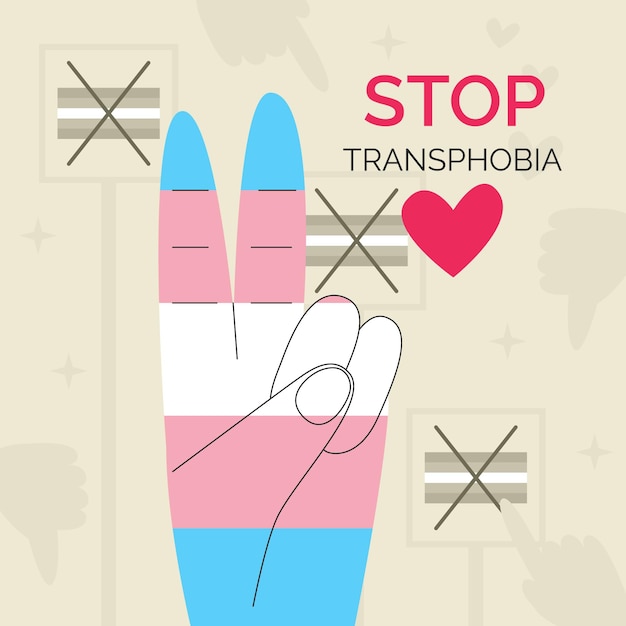 Free vector hand drawn stop transphobia illustrated