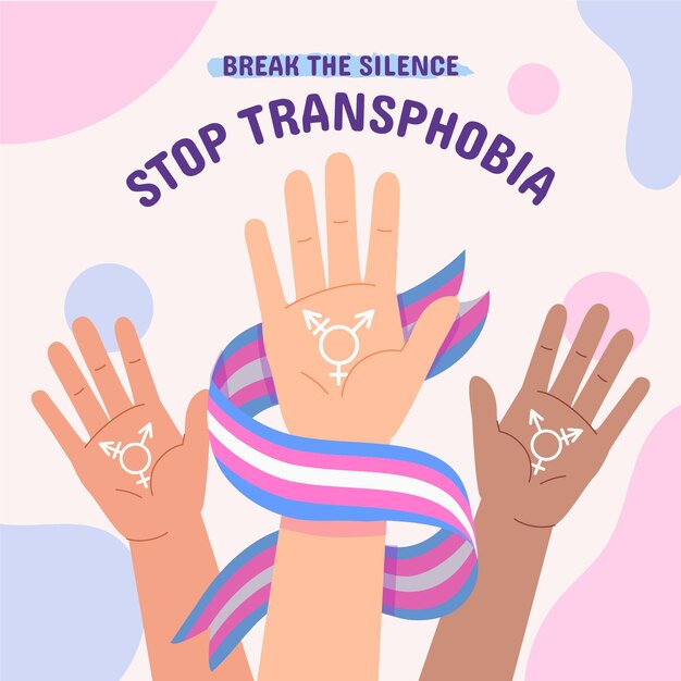 Hand drawn stop transphobia illustration