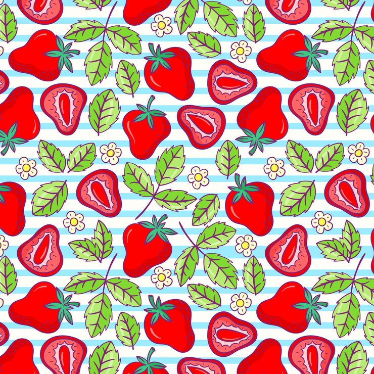 Free Vector hand drawn strawberry fruit pattern design