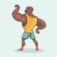 Free vector hand drawn strong man cartoon illustration